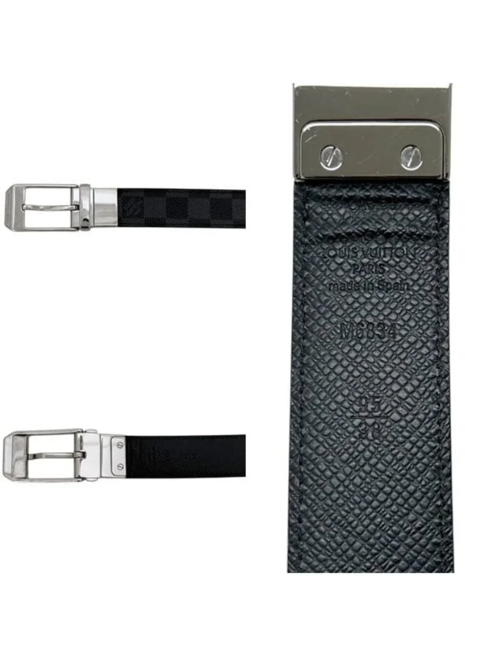 Louis Vuitton Belt Ceinture Seattle Black Gray Damier Graphite Waist 99 30
